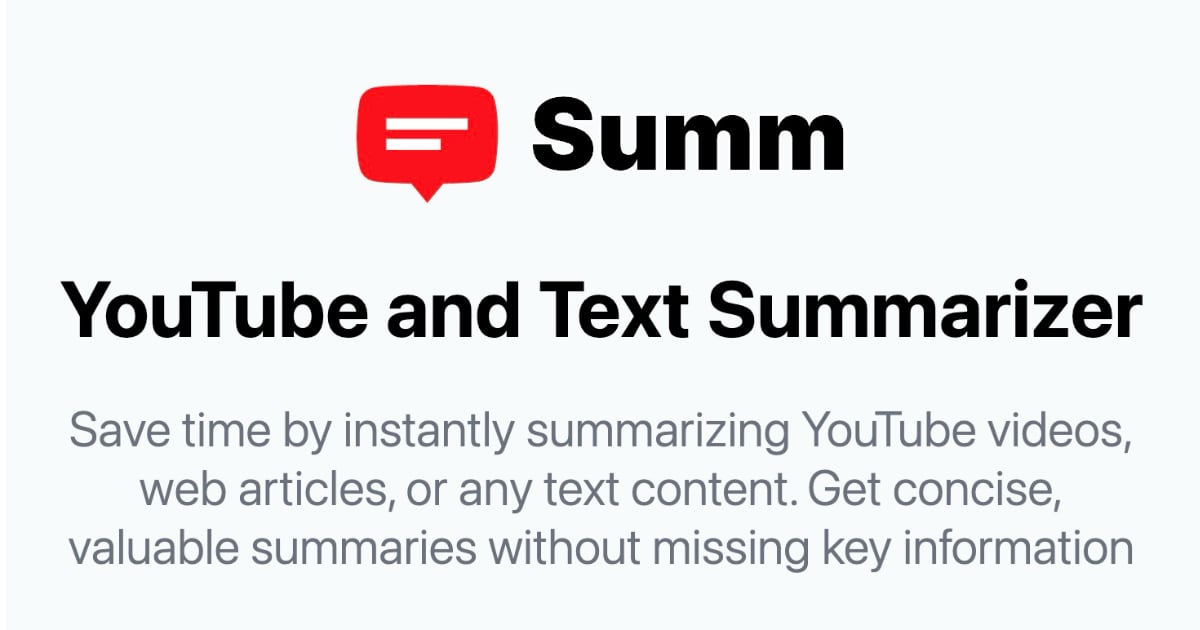 YouTube Summarizer App - Summ